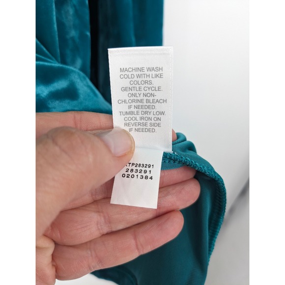 J Jill Crushed Velvet Top Womens Medium Teal Green Blouse Mature Spring Casual - Picture 5 of 9